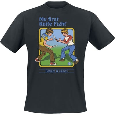 Steven Rhodes - Fun T-shirt - My First Knife Fight - S tot 4XL - voor Mannen - zwart