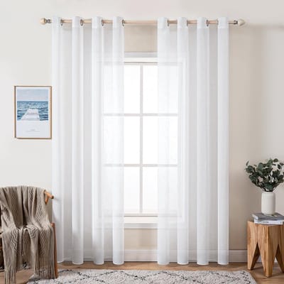 Allecto - Voile-gordijnen - Transparant - Lichtdoorlatend - Wit - Decoratief gordijn - Geschikt voor slaapkamer en woonkamer