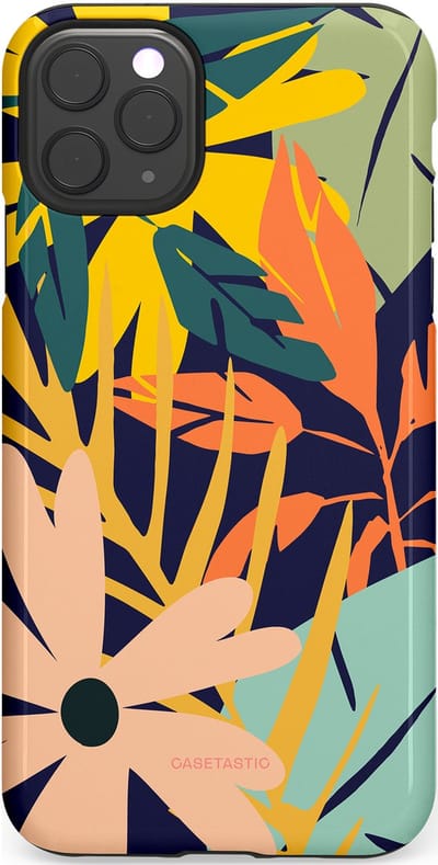 Casetastic Hoesje Geschikt voor Apple iPhone 11 Pro Max - Stijlvolle Beschermende Duo-layer Case - Ruwe bloemen