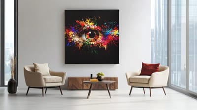 Vierkant Canvas Schilderij - Abstracte Oog - Kleurrijk - 40x40 cm