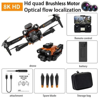 2025 P12 Pro Drone 4K/8K HD Luchtfotografie ESC Drone Tracking Laag Vermogen Retour Drie-assige Gimbal Anti-shake Video Quadcopter Speelgoed Cadeau 8K dual camera 1 battery