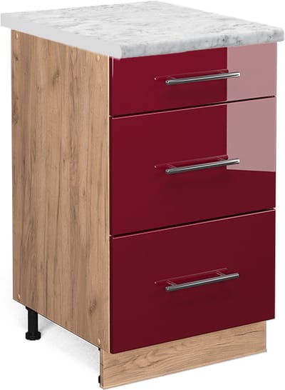Vicco Fame-Line Keukenonderkast – 50 cm, WB Marmer Bordeauxrode hoogglans