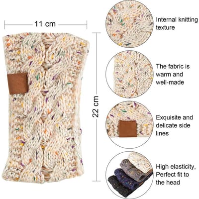 4 STUKS Dames Gebreide Hoofdband Elastische Gehaakte Hoofdband Winter Warme Hoofdband beige