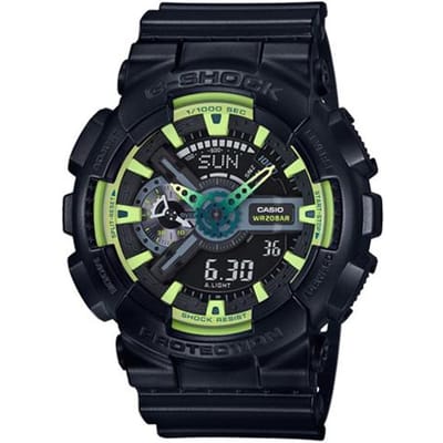 Casio G-SHOCK serie themaserie modieuze straat coole geavanceerde klassieke wijzer dubbele weergave wijzerplaat sport waterdicht kwartsuurwerk GA-110LY-1A zwart