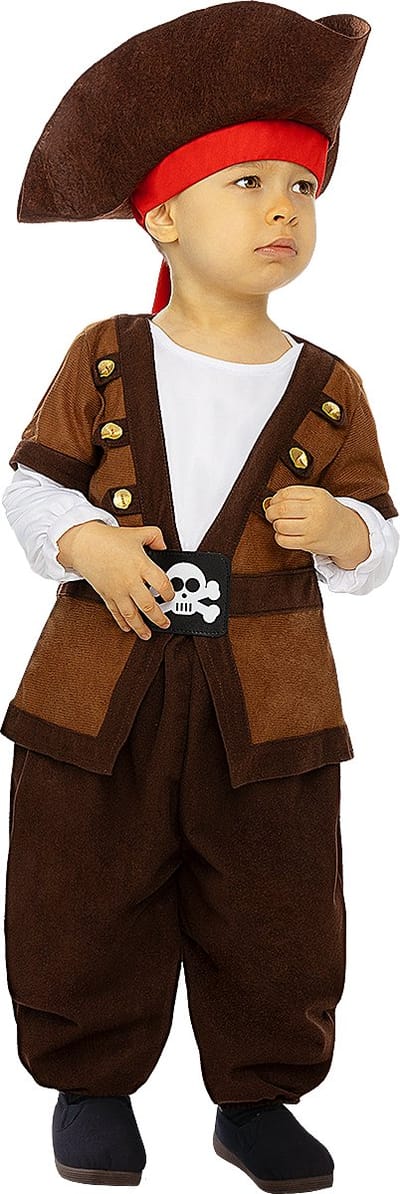 FUNIDELIA Piraten kostuum voor baby - Maat: 50 - 68 cm - Bruin