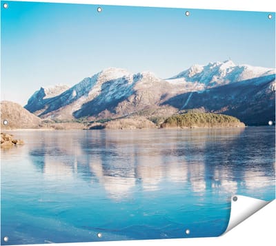 Gards Tuinposter Meer bij het Bergen Landschap in Noorwegen - 120x90 cm - Tuindoek - Tuindecoratie - Wanddecoratie buiten - Tuinschilderij