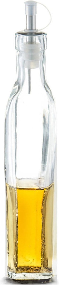 Zeller Azijnfles of Oliefles - 2x - glas - 270 ml - schenktuit - Doseerflessen voor op tafel