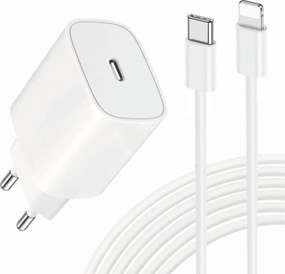 20w Oplader geschikt voor iPhone 14/13/12/11/X + Lightning naar usb-C kabel - 1 Meter - Snellader - Wit
