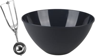 Urban Living Oliebollen bakken set - Beslagkom van 5 liter - blauw - kunststof - met ijsbollen lepel van 23 cm
