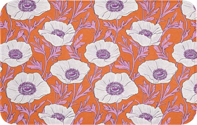 WC mat 80x50 cm - Antislip - Bloemen - Grafisch - Oranje - Toiletmat - Vloermat - Douchemat - Toilet tapijt - Toiletmatten