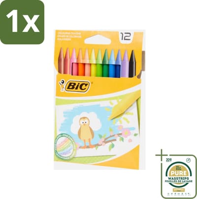 1 x BIC - Waskrijt - Diverse Kleuren - 12 Krijtjes- Waskrijt - Kleurkrijt - Creatief Schrijven - Tekenen - Kleurrijke Krijtjes