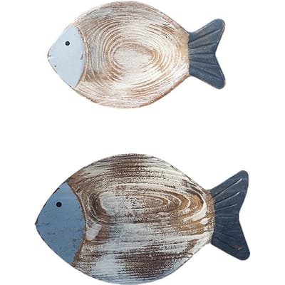 Houten Vis Hangend Ornament Houten Vis Wandkunst Decor voor Strandthema Vis Sculptuur gray
