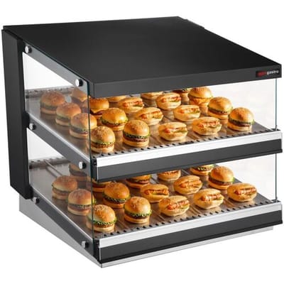GGM Gastro Warmhaltevitrine - 800mm - 1,16 kW - mit 2 Ablagen - Schwarz