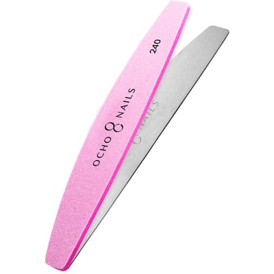 Ocho Nails Metaal Nagelvijl Halfmaan + Polijstpads 240 Grit (10 stuks)
