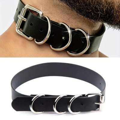 Punk Gotische Stijl PU Leer Nep Sieraden Kraag Armband Armband, Mannen Vrouwen Geliefden Ketting Vakantiefeest Kostuum black