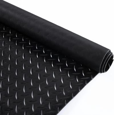 Rubberen mat - Vloermat traanplaat ribbelplaatlook - Vloerbescherming werkplaats - Antislip waterafstotend - 300 x 100 cm - Zwart