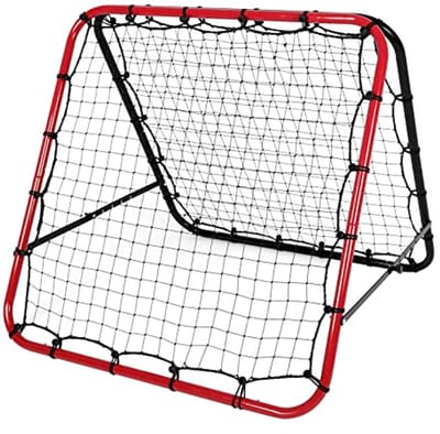 Verstelbare Rebounder Voetbaldoel met 5 Hoekposities en Netterugslagwand - 100 x 100 cm Draagbaar voor Handbaltraining