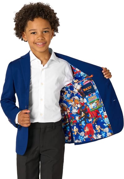 OppoSuits Daily Jongens Sonic Blazer - Kids Jasje - Sonic the Hedgehog - Blauw - Maat 122/128
