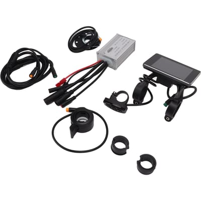 Contrôleur de Moteur de Vélo Électrique 15A Contrôleur de Vitesse Commun 36V 48V avec Panneau LCD M6 Câble 1 à 2 Kit Entièrement Étanche black