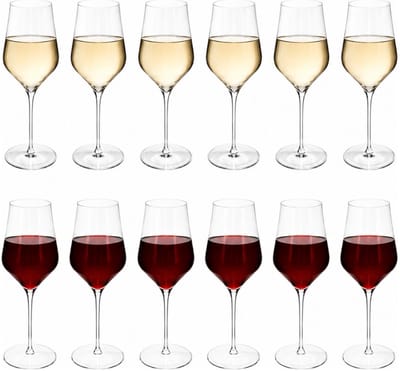 Secret de gourmet wijnglas Paris set - 12x stuks - 520 en 680 ml - kristalachtig