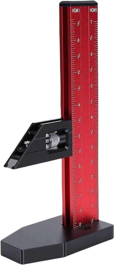 Zaagtafel Liniaal - Hoogtemeter - Precisie Meten - Borgschroef Systeem - 0-17 cm - Aluminium