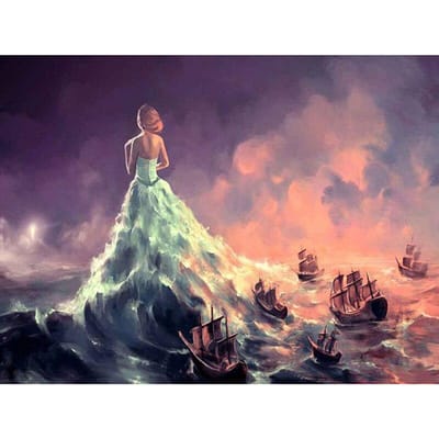 Peinture Diamant 5D DIY Paysage Mer Fille&bateau Point de Croix Broderie Diamant Rond Artisanat Maison 20X30CM