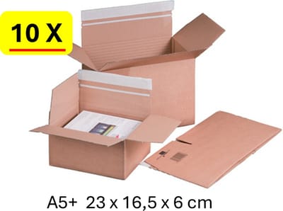 10 x Verzenddoos Quickbox - A5+ 23 x 16,5 x 6cm - zelfklevende strip sluiting
