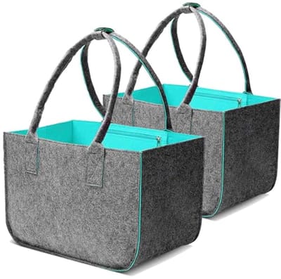 Grote Vilt Shopper - 2 Stuks, 30L Opvouwbare Winkelzak met Lange Handvatten en Binnenvak, Stevige Draagtas voor Hout en Meer