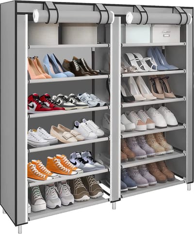 PIPIPOXER-Schoenenkast -7 Lagen Schoenenrek -Opbergkast voor 36 Paar-Schoenen Opbergsysteem,grijs