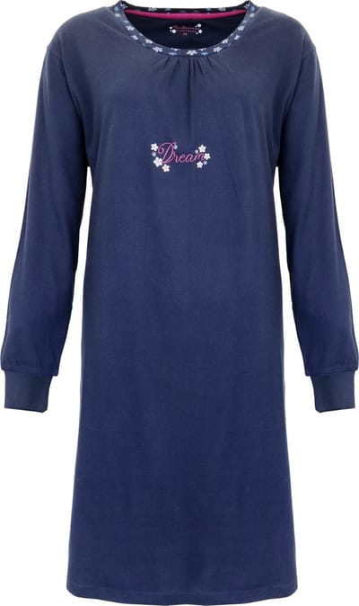 Tenderness Dames Nachthemd - 100% Gekamde Katoen - Blauw - Maat S