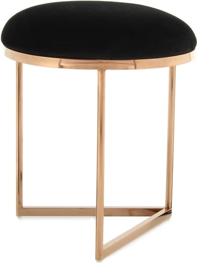Goodivery ® Stijlvolle Kruk met Zwart Fluwelen Zitting en Metalen Frame in Roze Goud
