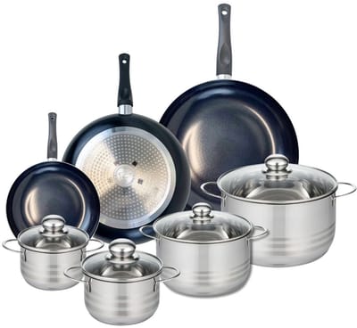Set van 3 Kookpannen 20, 28 en 32 cm en 4 braadpannen 14, 16, 20 en 24 cm Elo Prima Brillant