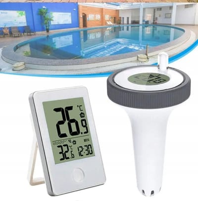 Zwembad Thermometer - Digitale Waterthermometer - IP67 Waterdicht & Dubbele Temperatuurweergave - 60m Bereik - Voor Zwembad, Spa & Aquarium