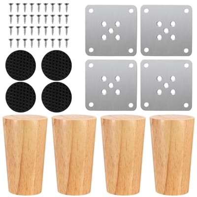 Houten meubelpoten set van 4 - 8 cm massief hout voor stijlen meubels