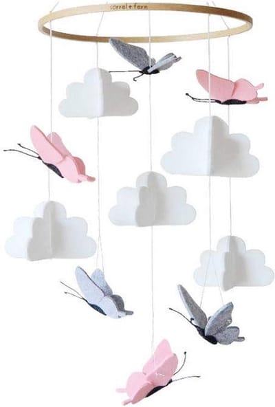 Mobiele baby windgong met vilt vlinder voor de kinderkamer - Hanger voor baby's