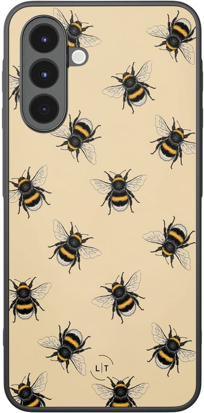 Leuke Telefoonhoesjes - Hoesje geschikt voor Samsung Galaxy A16 - Bijen print - Backcover zwart - Print / Illustratie - Geel