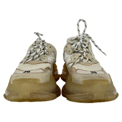 Balenciaga Triple S sneakers met transparante zool in beige polyester