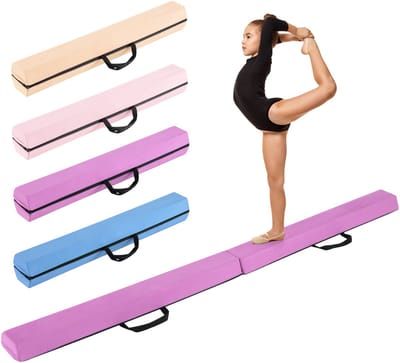 COSTWAY Evenwichtsbalk, 210 cm, opvouwbare gymnastiekbalk, gymnastiekbalk, antislip, balansbalk tot 73 kg, draagbare balk met draaggrepen, gymnastiek balansbalk voor thuis gymnastiek