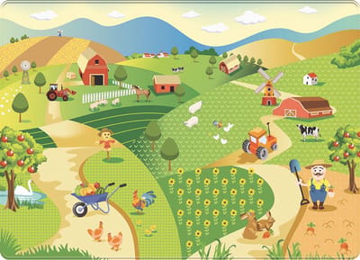 Mats & Joy® Boerderij Speelmat 130x180cm - Fluweelzacht - Anti-slip - Wasbaar - Speeltapijt - Boerderij Speelgoed - Speelkleed - Vloerkleed Kinderen - Grote Speelmat Baby