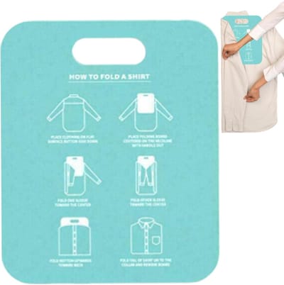 Kledingplank Opvouwbaar - Kledingmap Organizer - Kleding Snel Vouwen - Professioneel Vakmanschap - 30.5 x 25.3 cm - Lichtcyaan