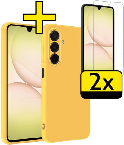 Hoesje - Met 2x Screenprotector - Geschikt voor Samsung Galaxy A17 - Sterk & Shockproof - Back Cover - Siliconen Case - Telefoon Hoes - Telefoonhoesjes - Geel
