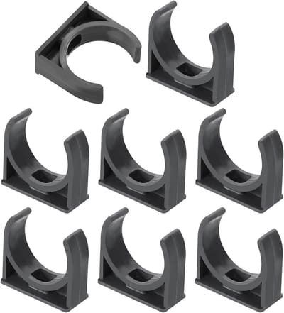 8 stuks PVC-slangklemmen, U-beugels voor slangen en irrigatiebuizen, ideaal voor 32 mm buizen, grijs, stevig en duurzaam