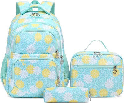 Daisy Geprinte Rugzak Set voor Meisjes - 3-delige Boekentas met Lunchbox en Dagrugzak voor Basisschoolkinderen