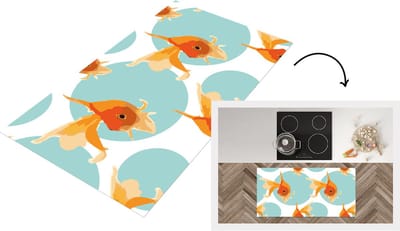Keukenloper - Loper keuken - Goudvis - Dieren - Bubbel - Patronen - 120x60 cm - Keukenloper vinyl