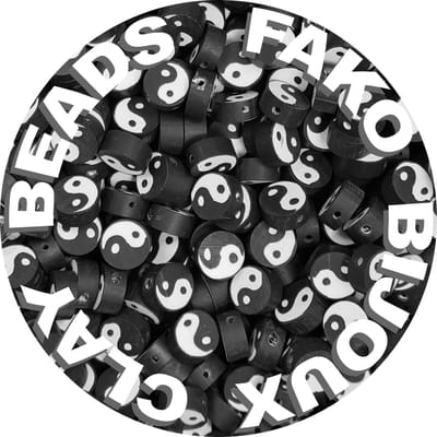 Fako Bijoux - 100 Klei Kralen Yin Yang Zwart/Wit - Polymeer Kralen - Figuurkralen - Kleikralen - 10mm - 100 Stuks