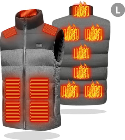 Bovista Verwarmde Bodywarmer - Heated Vest - Elektrische Bodywarmer - 3 Warmtestanden - Oplaadbaar - Unisex - Maat L - Grijs