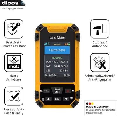 dipos – 2x Matte Pantserfolie geschikt voor TIKATARER GPS-Flächenmessgerät | 9H Screenprotector