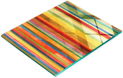 Decoratieve glazen snij- en serveerplank met gekleurde strepen, 60x52 cm