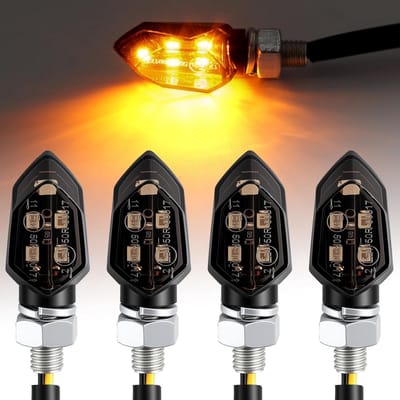 Universele Motor Knipperlichten M8 12V 5 LED Waterdicht IP65 E-Keurmerk (4 Stuks)