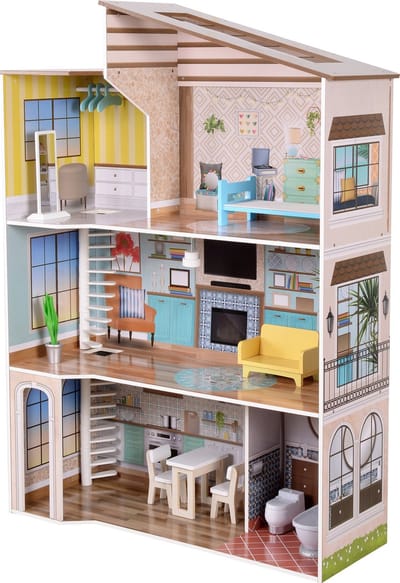 Teamson Kids Poppenhuis met 17 Accessoires - Accessoires Voor Poppen - Veelkleurig